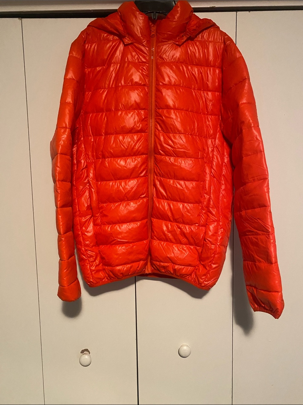 Fashion Nova Women's Bright Orange Packable Puffer Jacket